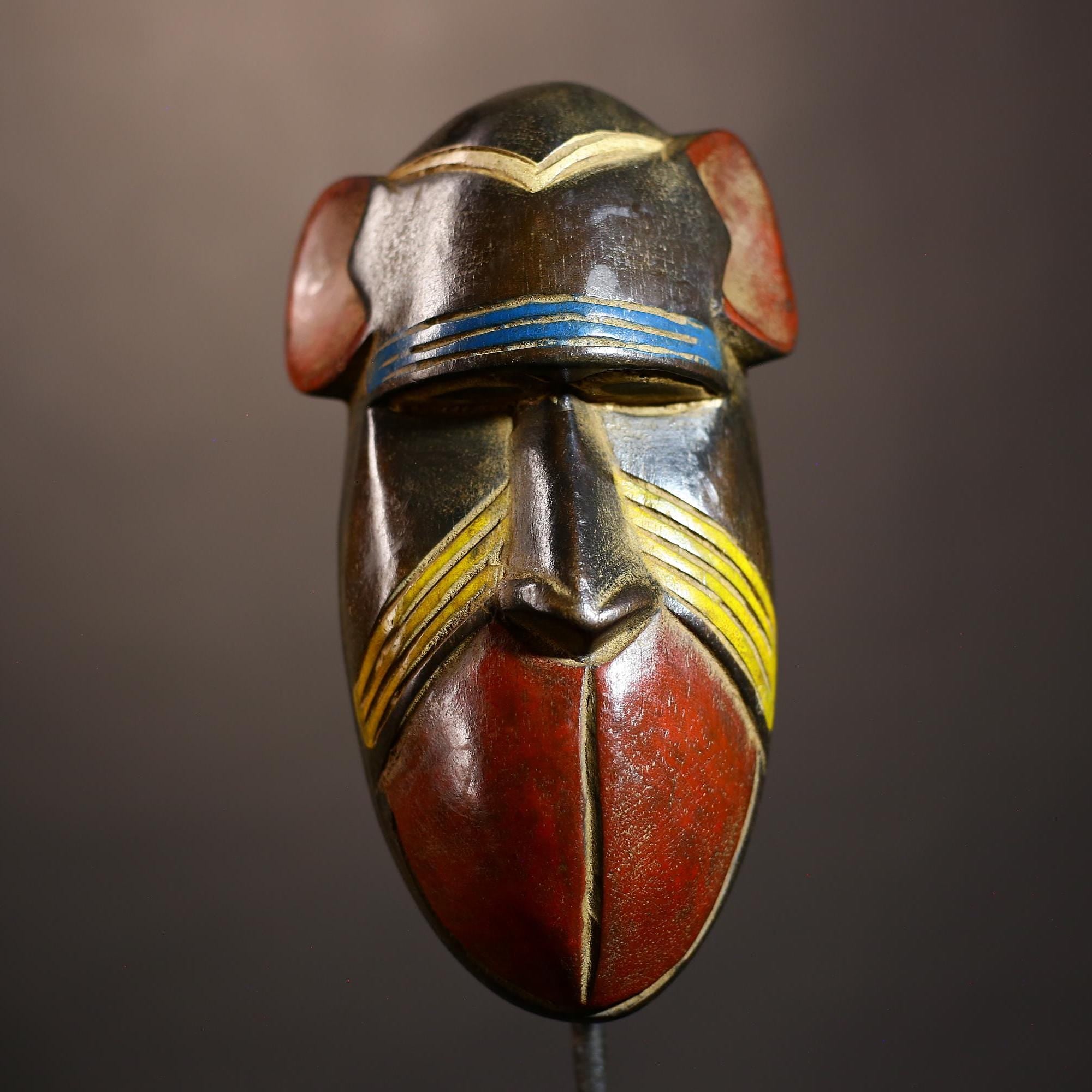 African Vintage Baule Mask | Unique Tribal Monkey Wall Decor | Ethnic Art Accent | Cultural Home Decoration | Artisan Craft-G5056