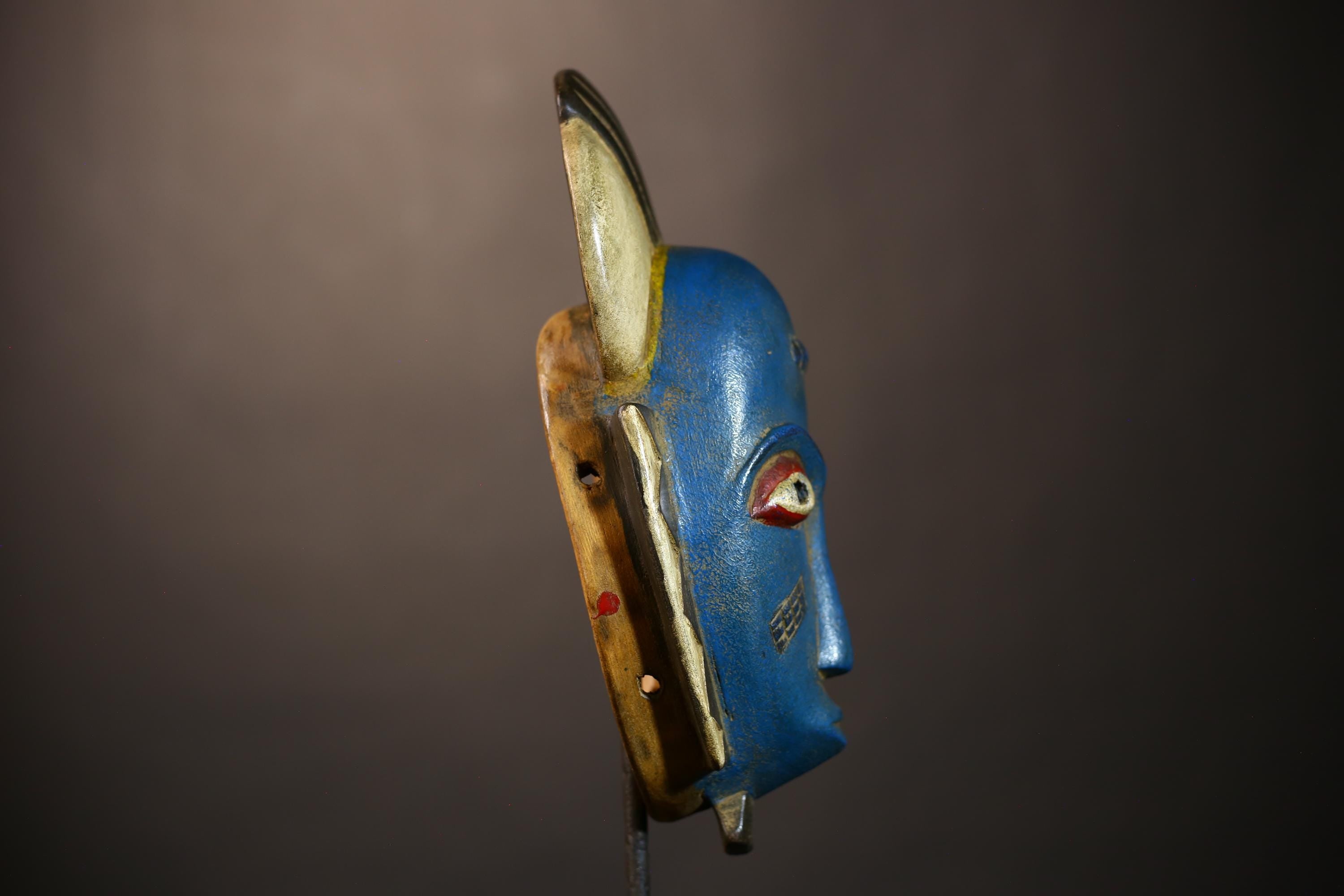 African Vintage Guro Mask | Handmade Blue Wall Art | Unique Home Décor | Tribal Accent | Ethnic Craftsmanship-G5050