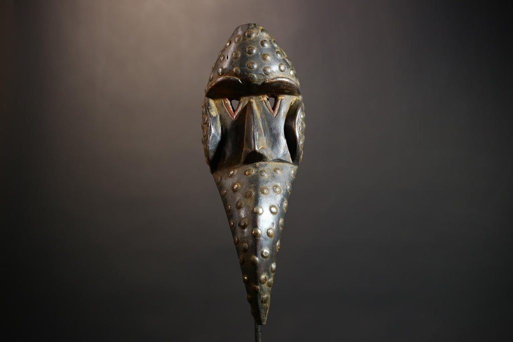 African Tribal Bird Mask | Hand-Carved Wood Decor | Authentic Traditional Art | Unique Cultural Wall Hanging | Artisan Craft-G4913