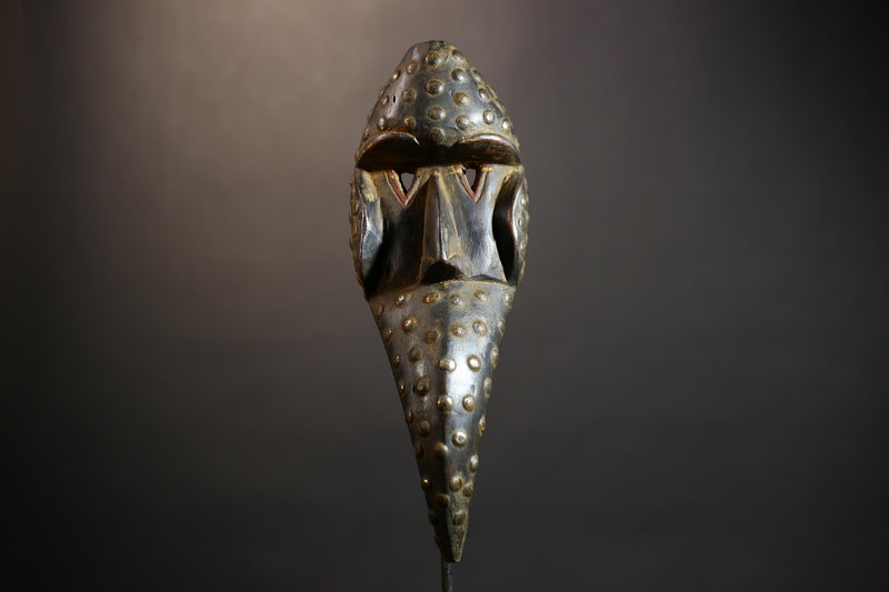African Tribal Bird Mask | Hand-Carved Wood Decor | Authentic Traditional Art | Unique Cultural Wall Hanging | Artisan Craft-G4913