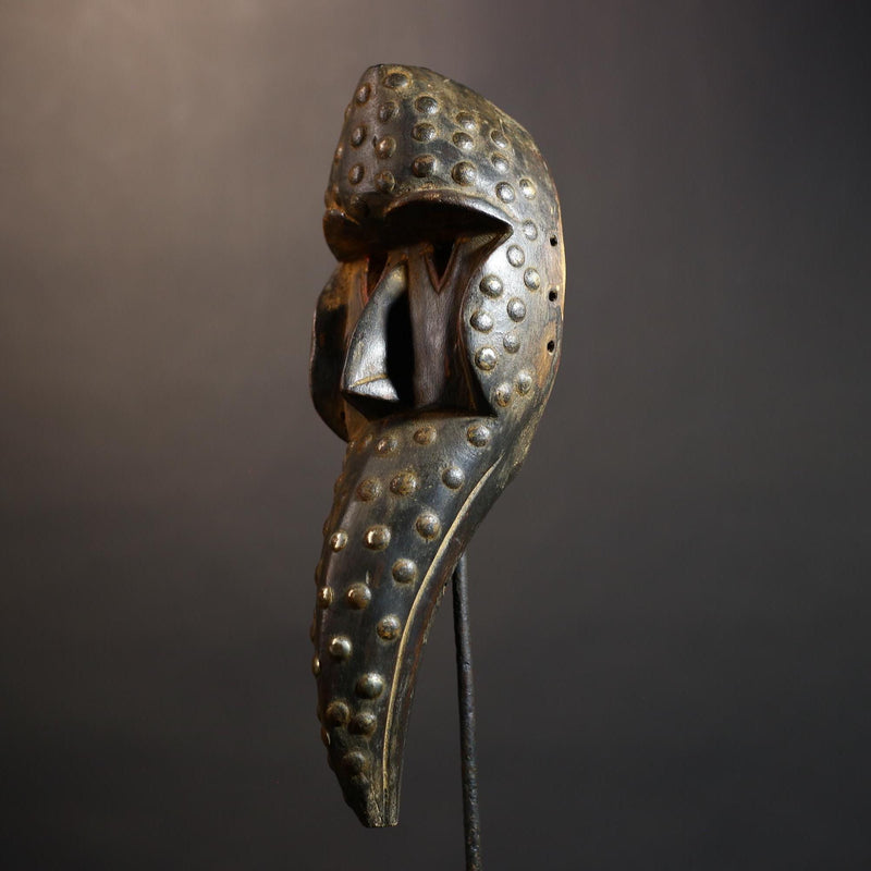 African Tribal Bird Mask | Hand-Carved Wood Decor | Authentic Traditional Art | Unique Cultural Wall Hanging | Artisan Craft-G4913