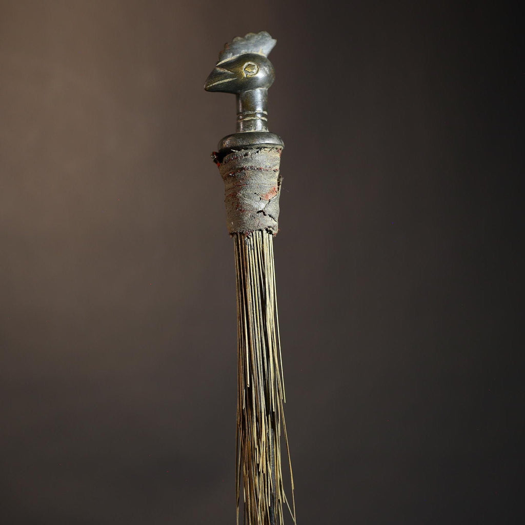 African Traditional Fly Whisk Handmade Straw | Tribal Ceremonial Decor | Unique Cultural Accent | Artisan Home Decoration Piece-G4910