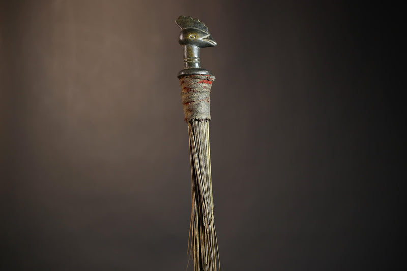 African Traditional Fly Whisk Handmade Straw | Tribal Ceremonial Decor | Unique Cultural Accent | Artisan Home Decoration Piece-G4910