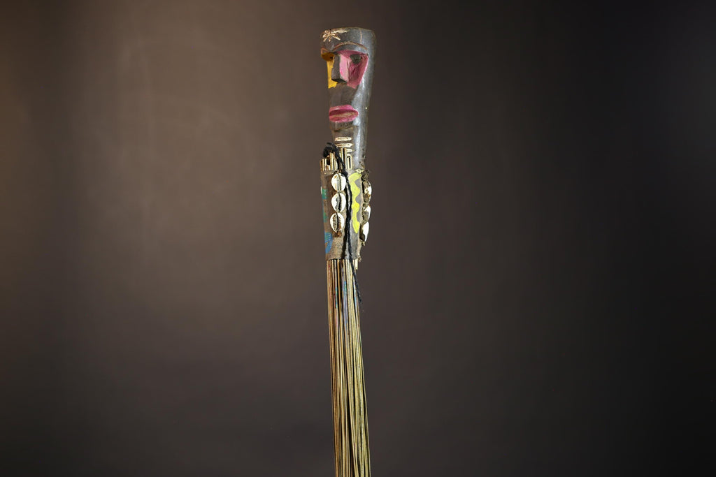 African Traditional Fly Whisk Handmade Straw | Tribal Ceremonial Decor | Unique Cultural Accent | Artisan Home Decoration Piece-G4909