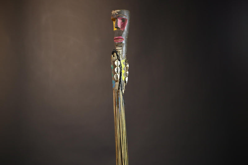 African Traditional Fly Whisk Handmade Straw | Tribal Ceremonial Decor | Unique Cultural Accent | Artisan Home Decoration Piece-G4909
