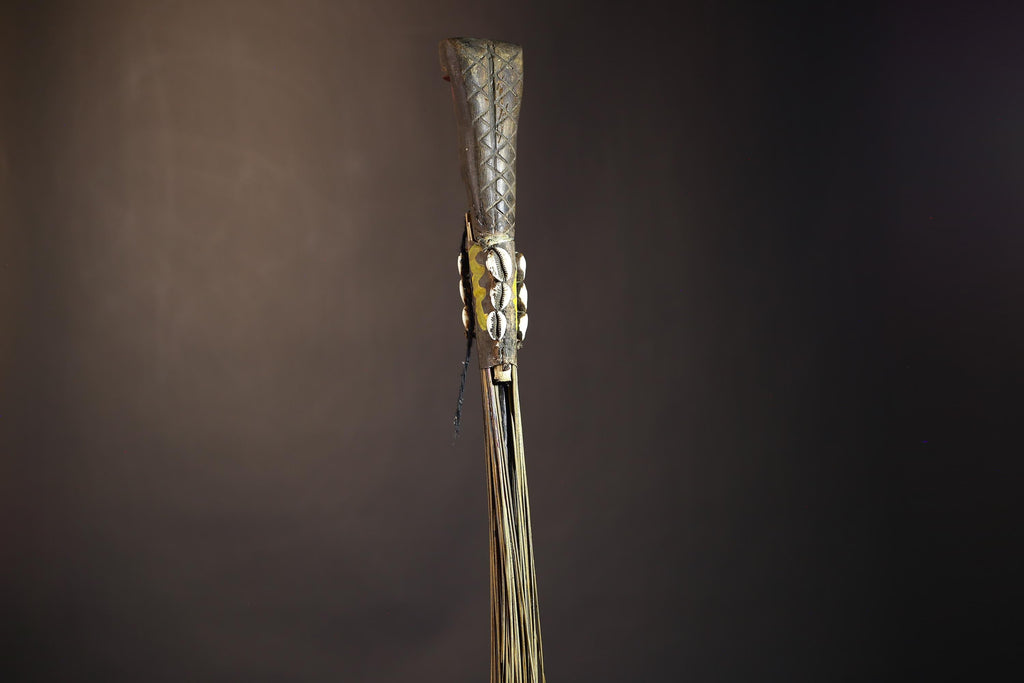 African Traditional Fly Whisk Handmade Straw | Tribal Ceremonial Decor | Unique Cultural Accent | Artisan Home Decoration Piece-G4909