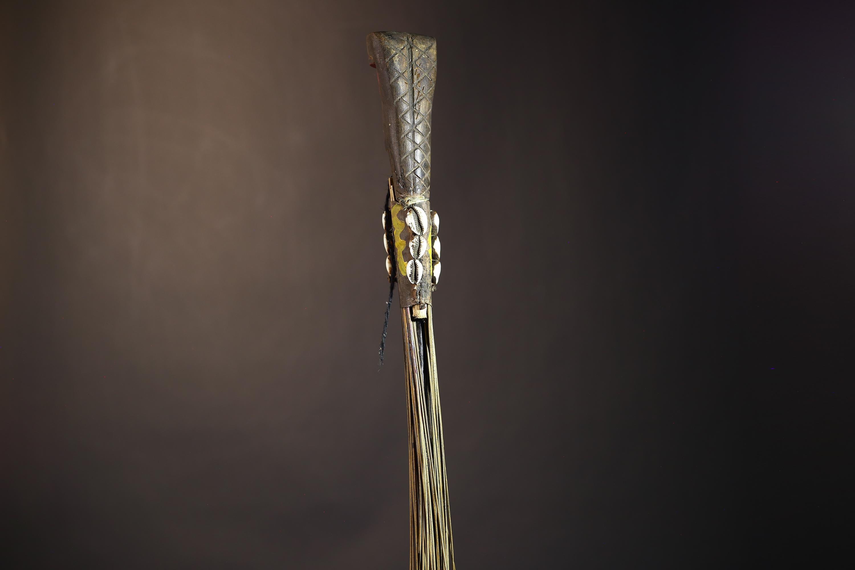 African Traditional Fly Whisk Handmade Straw | Tribal Ceremonial Decor | Unique Cultural Accent | Artisan Home Decoration Piece-G4909