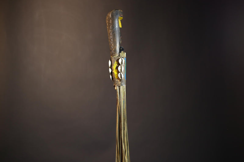 African Traditional Fly Whisk Handmade Straw | Tribal Ceremonial Decor | Unique Cultural Accent | Artisan Home Decoration Piece-G4909