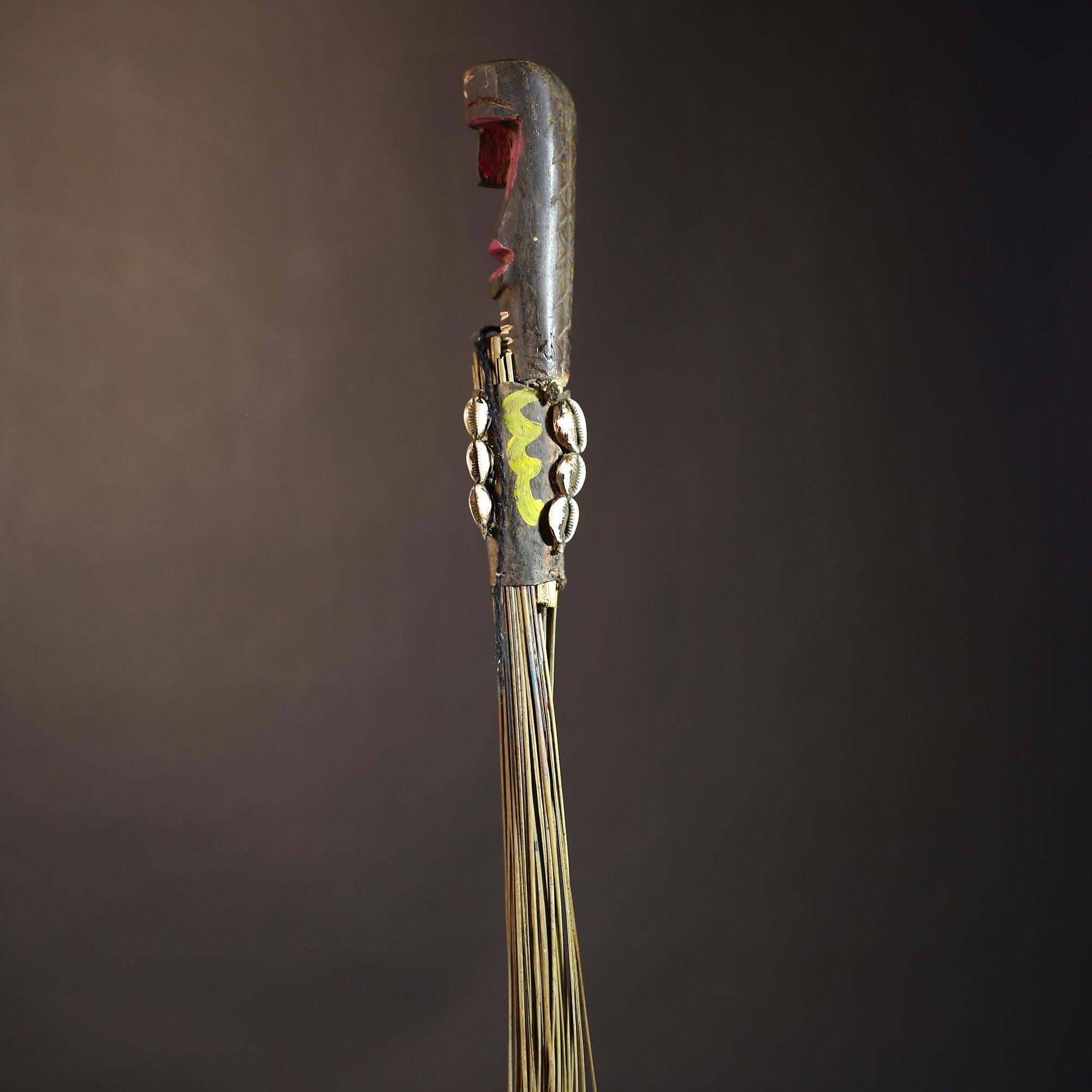 African Traditional Fly Whisk Handmade Straw | Tribal Ceremonial Decor | Unique Cultural Accent | Artisan Home Decoration Piece-G4909