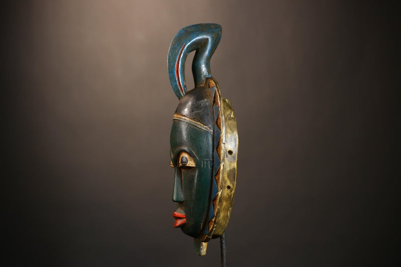 Hand-Carved African Mask | Vintage Guro & Baule Tribal Art | Unique Wooden Wall Décor | Cultural Collectible Display-G4927
