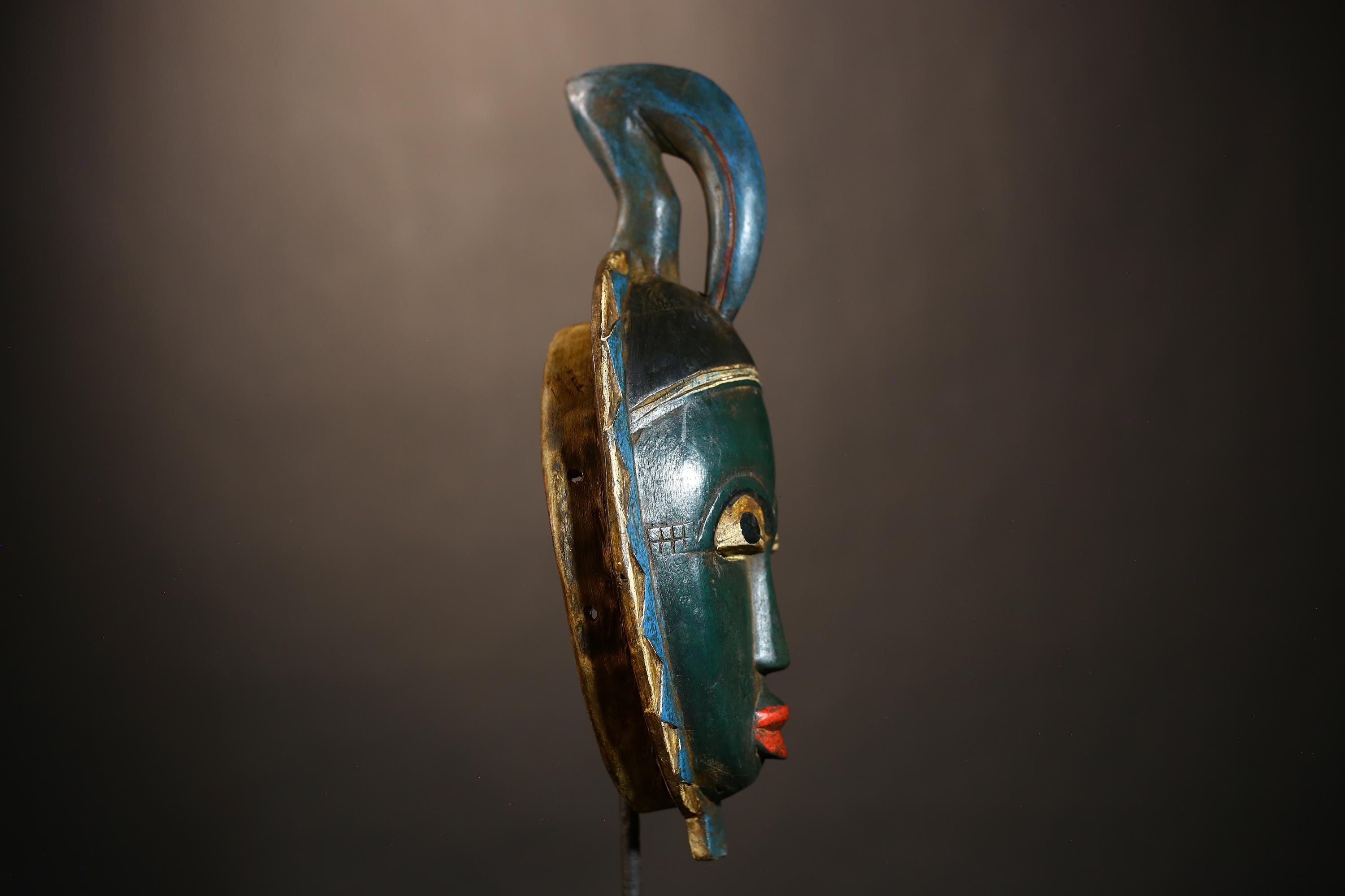 Hand-Carved African Mask | Vintage Guro & Baule Tribal Art | Unique Wooden Wall Décor | Cultural Collectible Display-G4927