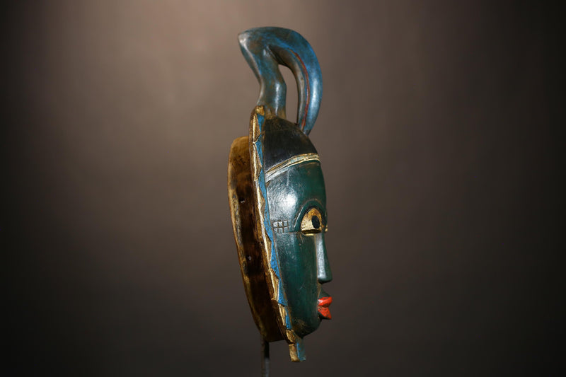 Hand-Carved African Mask | Vintage Guro & Baule Tribal Art | Unique Wooden Wall Décor | Cultural Collectible Display-G4927