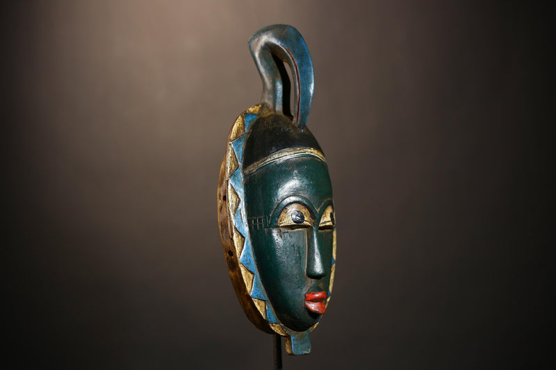 Hand-Carved African Mask | Vintage Guro & Baule Tribal Art | Unique Wooden Wall Décor | Cultural Collectible Display-G4927