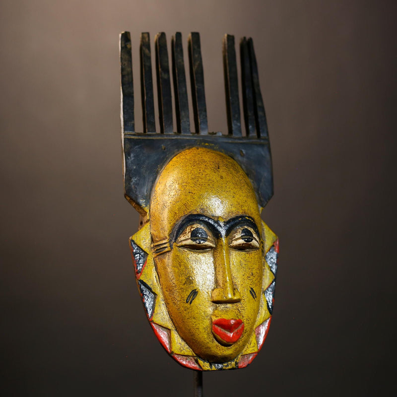 Handmade Bambara Ntomo Initiation Mask | African Tribal Wall Art | Unique Wooden Home Décor | Cultural Masque Display-G4926