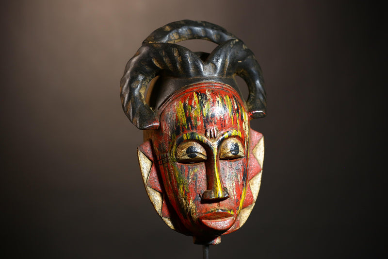 Hand-Carved Baule African Tribal Mask Wall Decor | Unique Wooden Masque for Home | Artful Baule Mask Display | Authentic Tribal -G4919