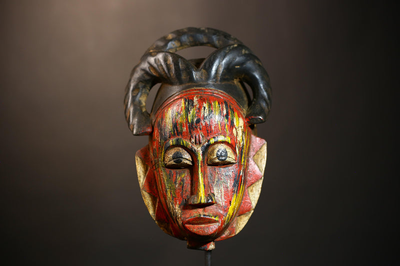 Hand-Carved Baule African Tribal Mask Wall Decor | Unique Wooden Masque for Home | Artful Baule Mask Display | Authentic Tribal -G4919