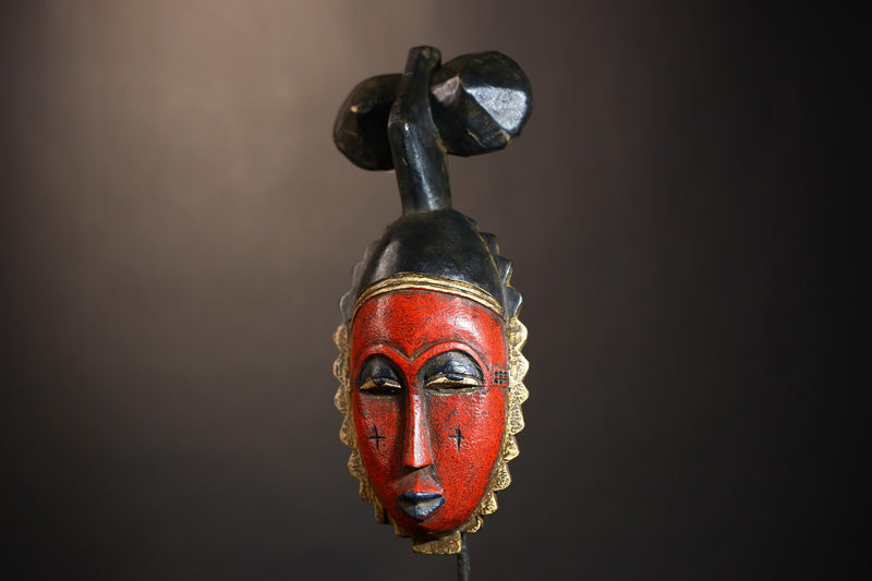 Antique Nsembu Baule African Mask | Hand-Carved Tribal Wooden Masque | Unique Art for Wall Decor | Authentic Baule Mask Display-G4918