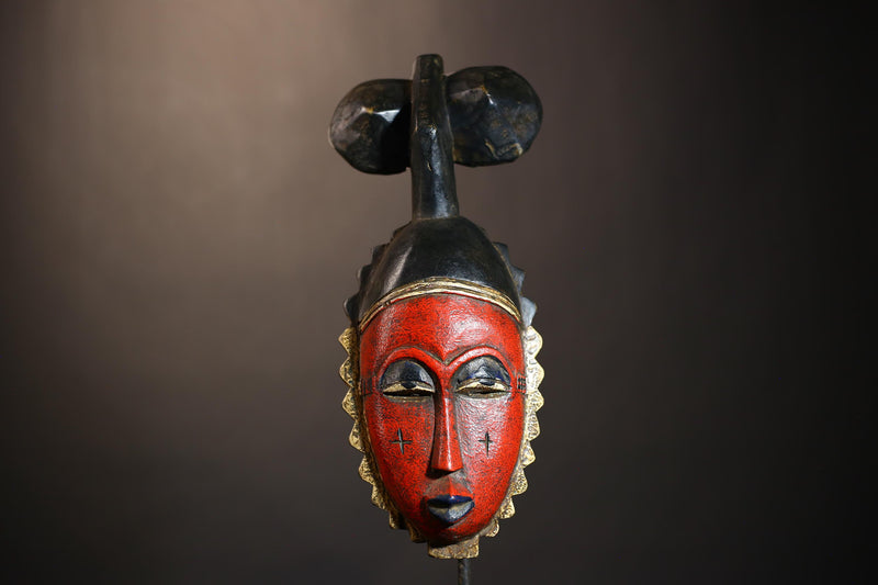 Antique Nsembu Baule African Mask | Hand-Carved Tribal Wooden Masque | Unique Art for Wall Decor | Authentic Baule Mask Display-G4918