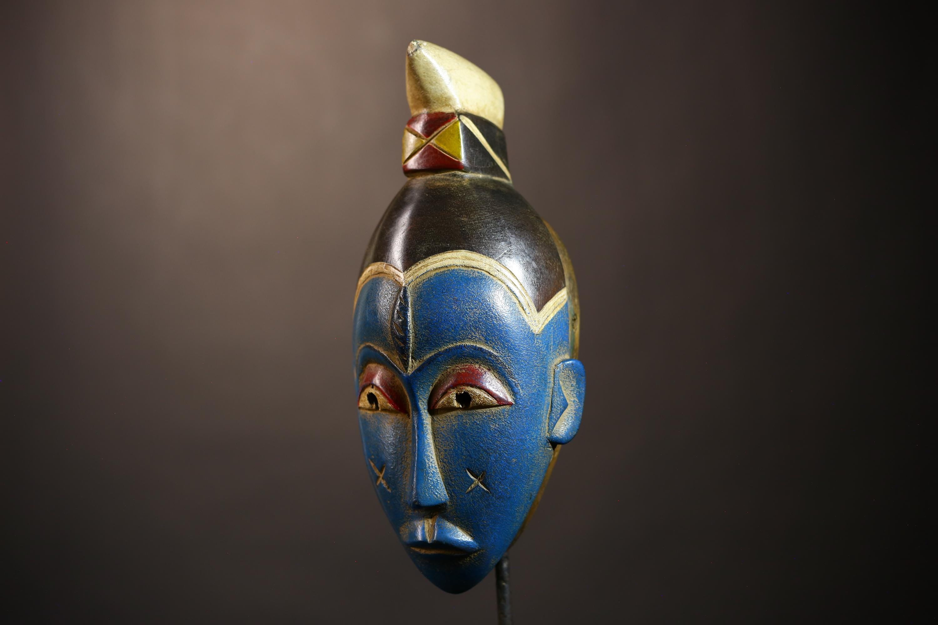African Mask | Vintage Guro Hand-Carved Wooden Tribal Art | Unique Wall Decor | Ethnic Home Accent | Cultural Wall Sculpture-G5082