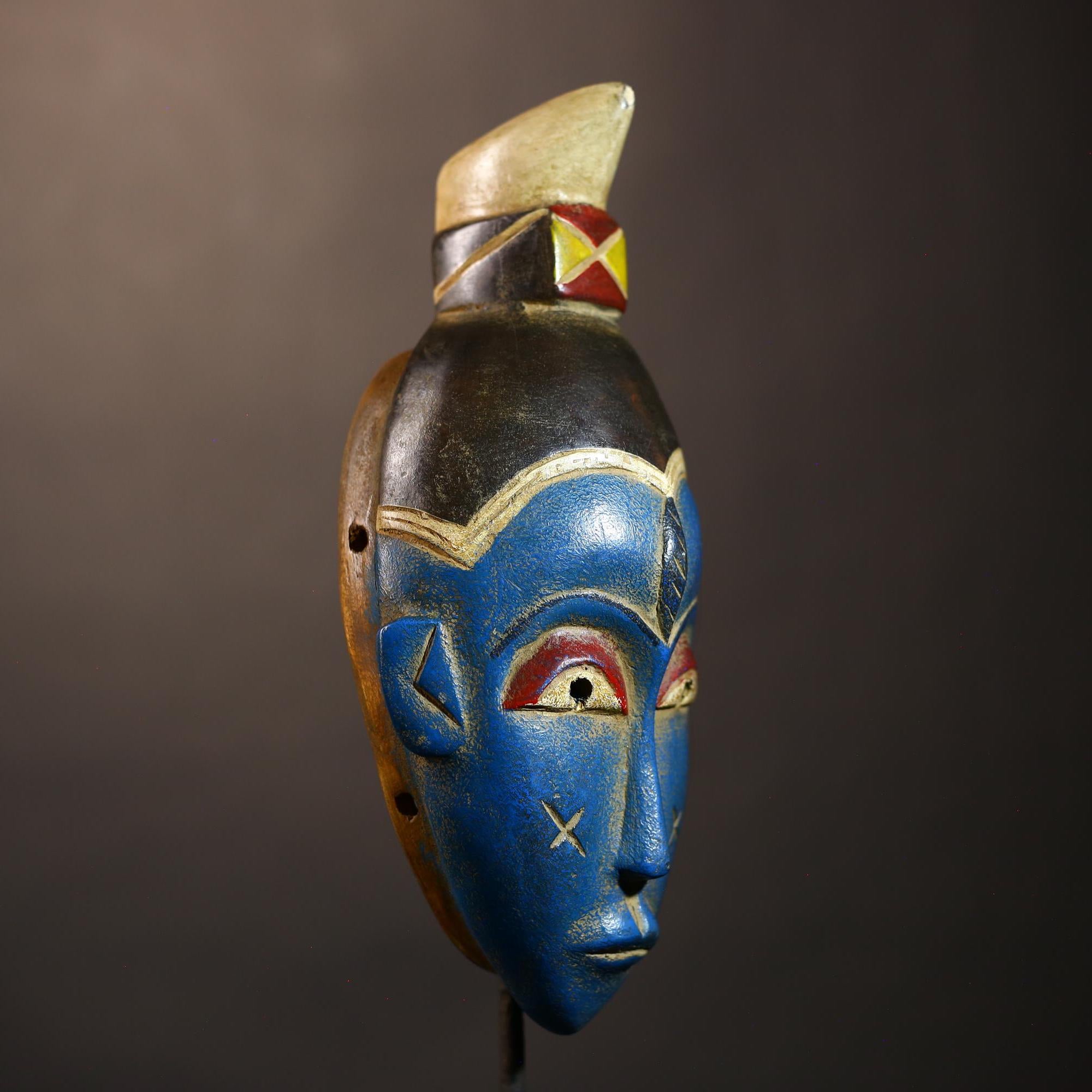 African Mask | Vintage Guro Hand-Carved Wooden Tribal Art | Unique Wall Decor | Ethnic Home Accent | Cultural Wall Sculpture-G5082