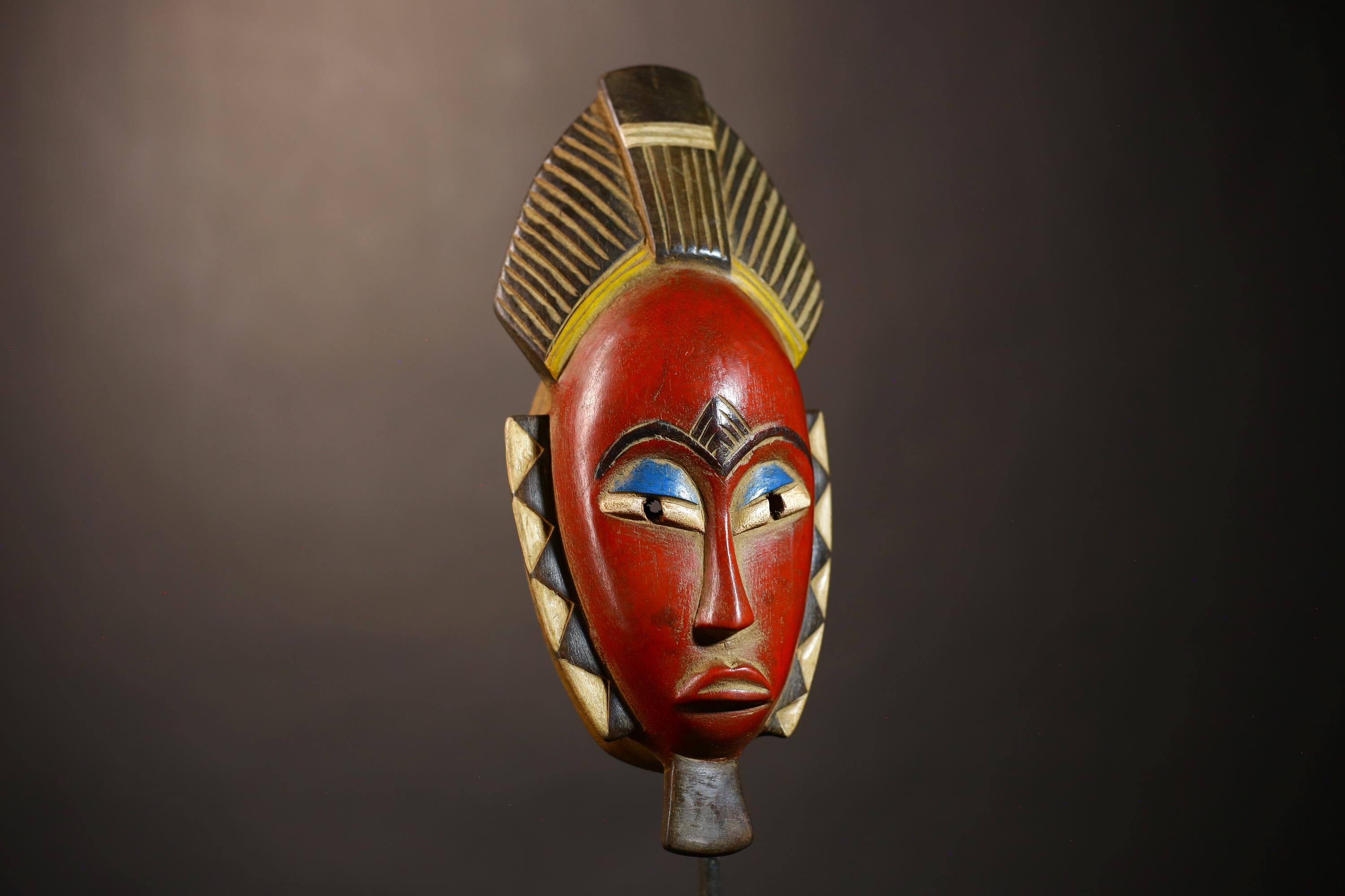 African Mask | Vintage Guro Hand-Carved Tribal Art | Wooden Wall Decor | Unique Ethnic Artwork | Cultural Home Accent-G5081