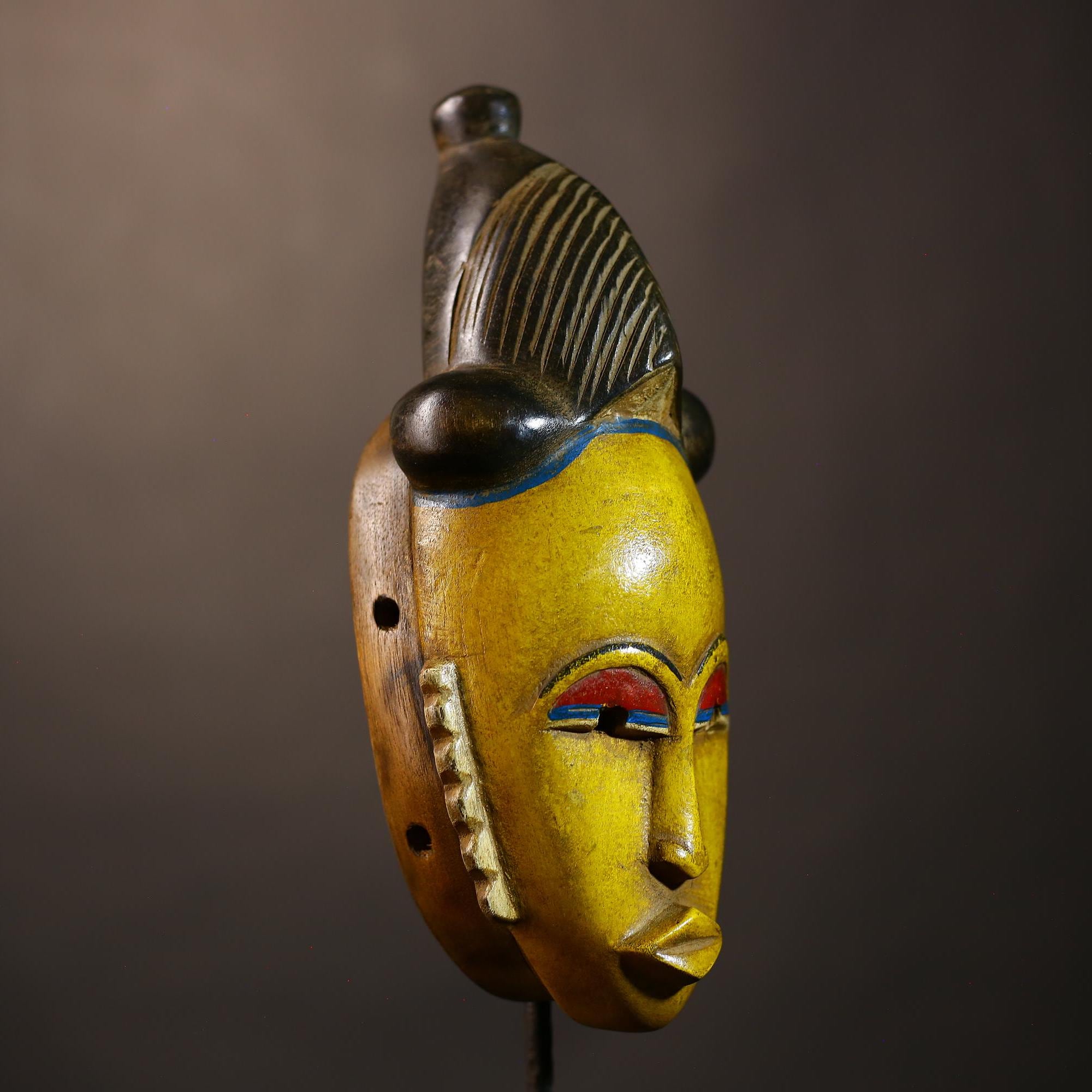 African Vintage Mask | Hand-Carved Guro Mask Art | Unique Wall Decor Sculpture | Tribal Ethnic Artwork | Cultural Home Accent -G5080