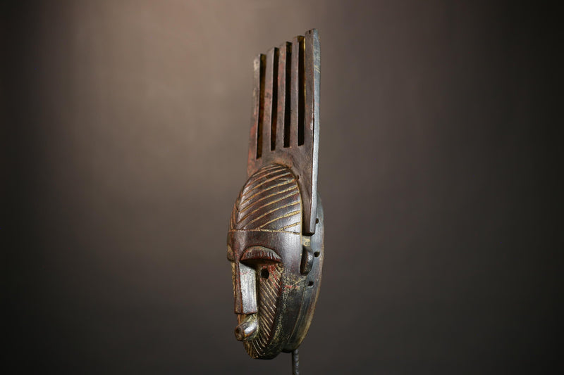 Handcrafted African Mask Wall Art | Bambara Cultural Vintage Decor Piece | Unique Ethnic Home Accent | Artisan Art Sculpture-G4934