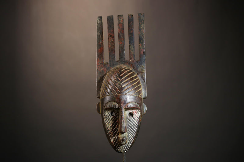Handcrafted African Mask Wall Art | Bambara Cultural Vintage Decor Piece | Unique Ethnic Home Accent | Artisan Art Sculpture-G4934