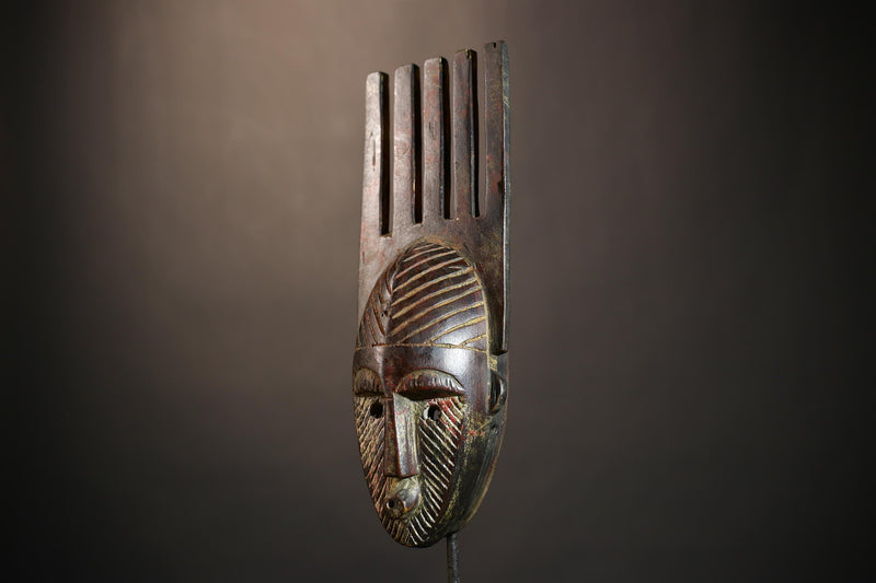 Handcrafted African Mask Wall Art | Bambara Cultural Vintage Decor Piece | Unique Ethnic Home Accent | Artisan Art Sculpture-G4934