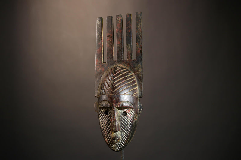 Handcrafted African Mask Wall Art | Bambara Cultural Vintage Decor Piece | Unique Ethnic Home Accent | Artisan Art Sculpture-G4934