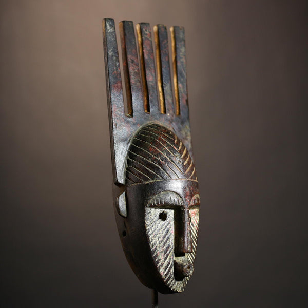 Handcrafted African Mask Wall Art | Bambara Cultural Vintage Decor Piece | Unique Ethnic Home Accent | Artisan Art Sculpture-G4934