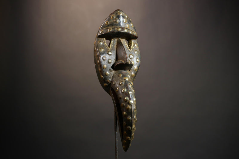 Antique Dan Bird Mask | Unique Wooden Art from Liberia | African Decor | Vintage Tribal Wall Hanging Sculpture-G4928