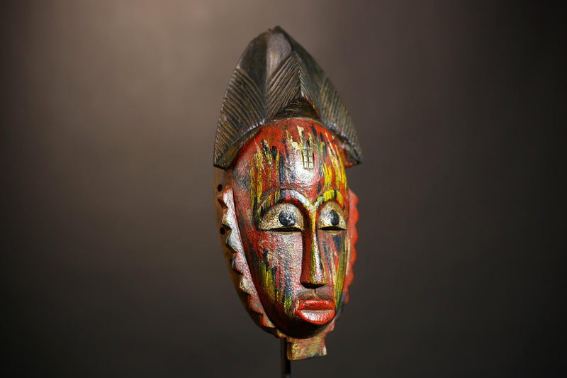 African Guro Mask | Handmade Ethnic Art Face Decor | Rustic Wall Hanging for Unique Home Decor | Authentic Cultural Gift Idea -G4942