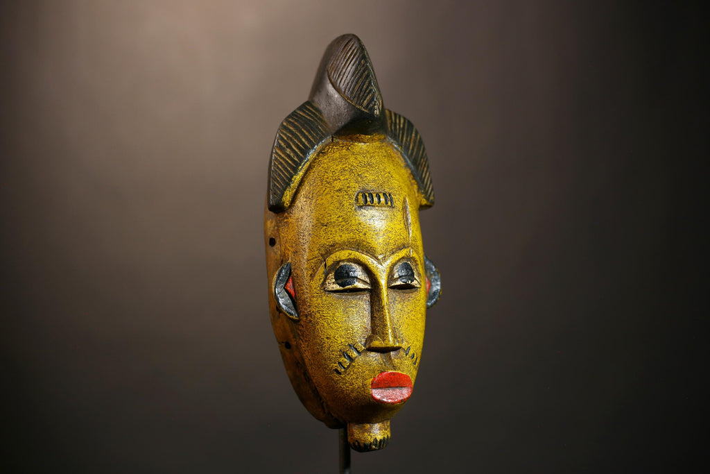 African Handcrafted Tribal Mask | Unique Ethnic Wall Decor | Guro Face Accent | Authentic Artisan Home Decor Piece-G4940