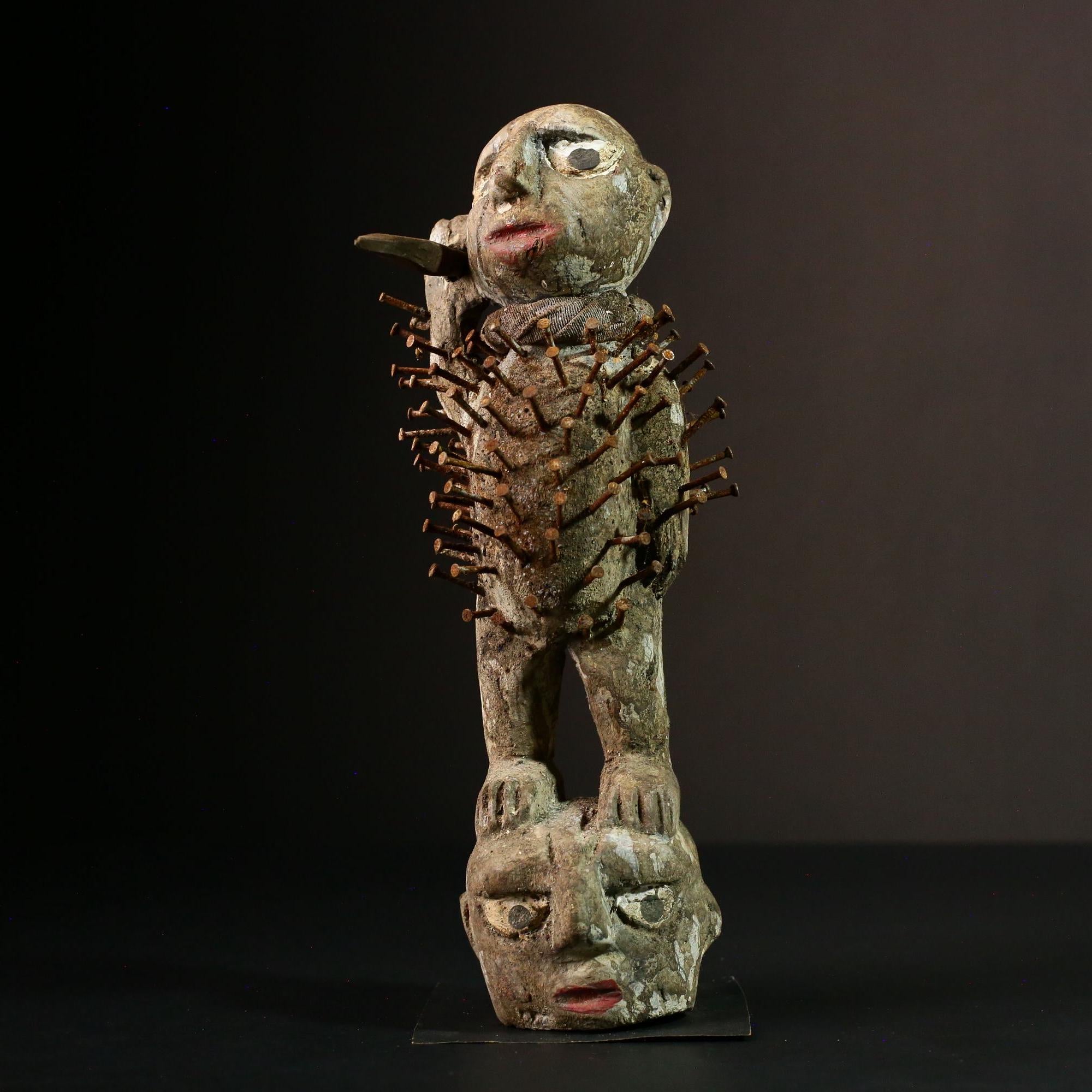 Africa Vintage Nkisi-nkondi Figure | Hand-Carved Power Figure | Unique Tribal Art | Home Décor | Cultural Heritage Piece | Collectible-G3363