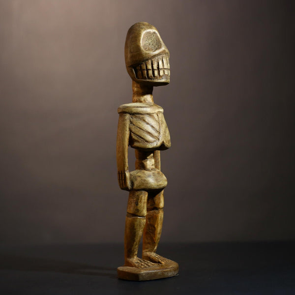 African Skeleton Figurine Carved Wood Tribal Statue Bone-Inspired Primitive Art Decor Vintage African Sculpture Home Display-G5109
