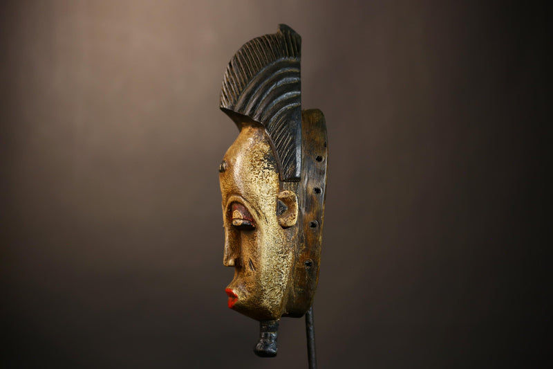 Hand Carved African Baule Mask Wall Décor | Unique Guro Art Masks | Ethnic Tribe Wall Art | Authentic Decorative Masks for Home Decor-G4956