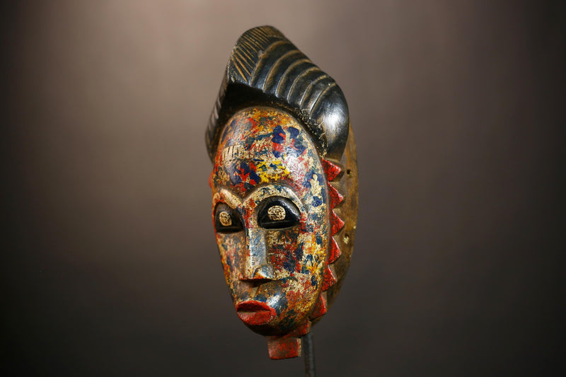 African Mask Face Vintage Wood Carved Hanging Guro Masks | Unique Wall Decor | Ethnic Art for Home | Authentic Tribal Wall Hanging-G4950