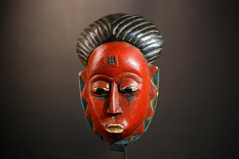 African Guro Mask | Vintage Wood Face Wall Decor | Unique Tribal Art Collectible Piece | Authentic Ethnic Home Accent | Artisan Craft-G4944