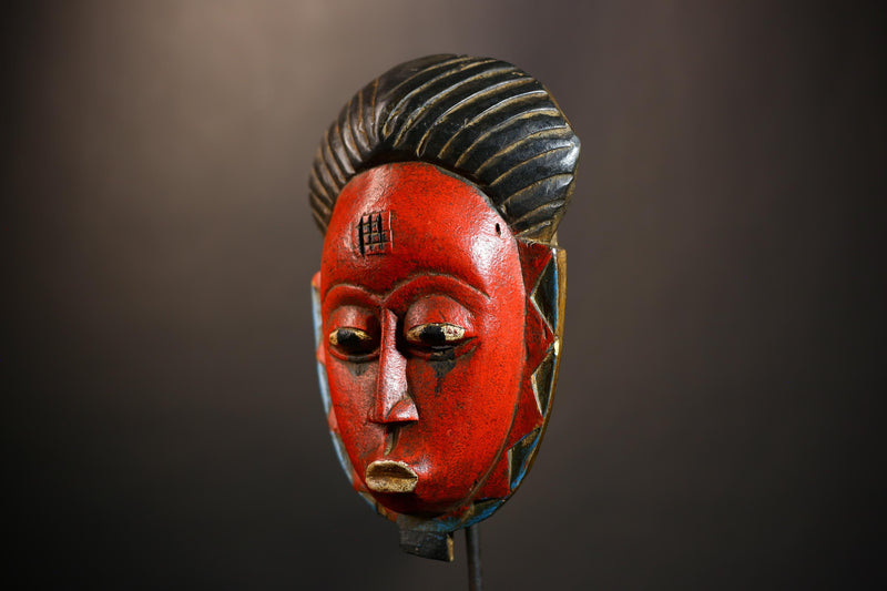 African Guro Mask | Vintage Wood Face Wall Decor | Unique Tribal Art Collectible Piece | Authentic Ethnic Home Accent | Artisan Craft-G4944