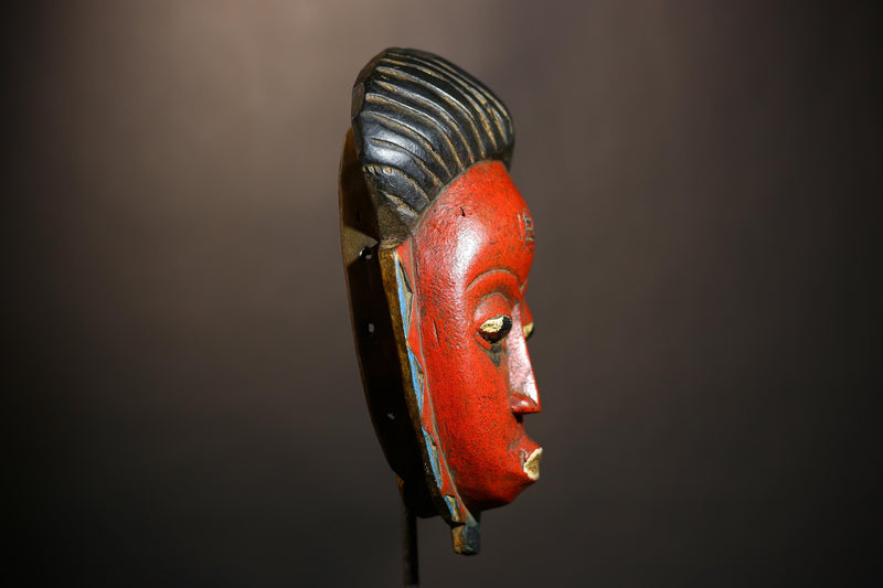 African Guro Mask | Vintage Wood Face Wall Decor | Unique Tribal Art Collectible Piece | Authentic Ethnic Home Accent | Artisan Craft-G4944