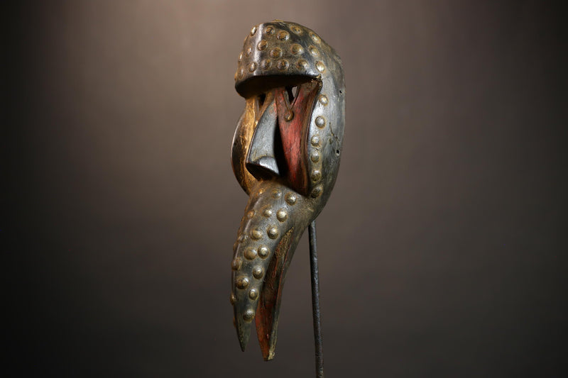 Cubist Dan Bird Man Mask | Early 20th Century Wood Tribal Art | Unique Collectible | Authentic Africa Decor | Vintage Decorative Piece-G4961