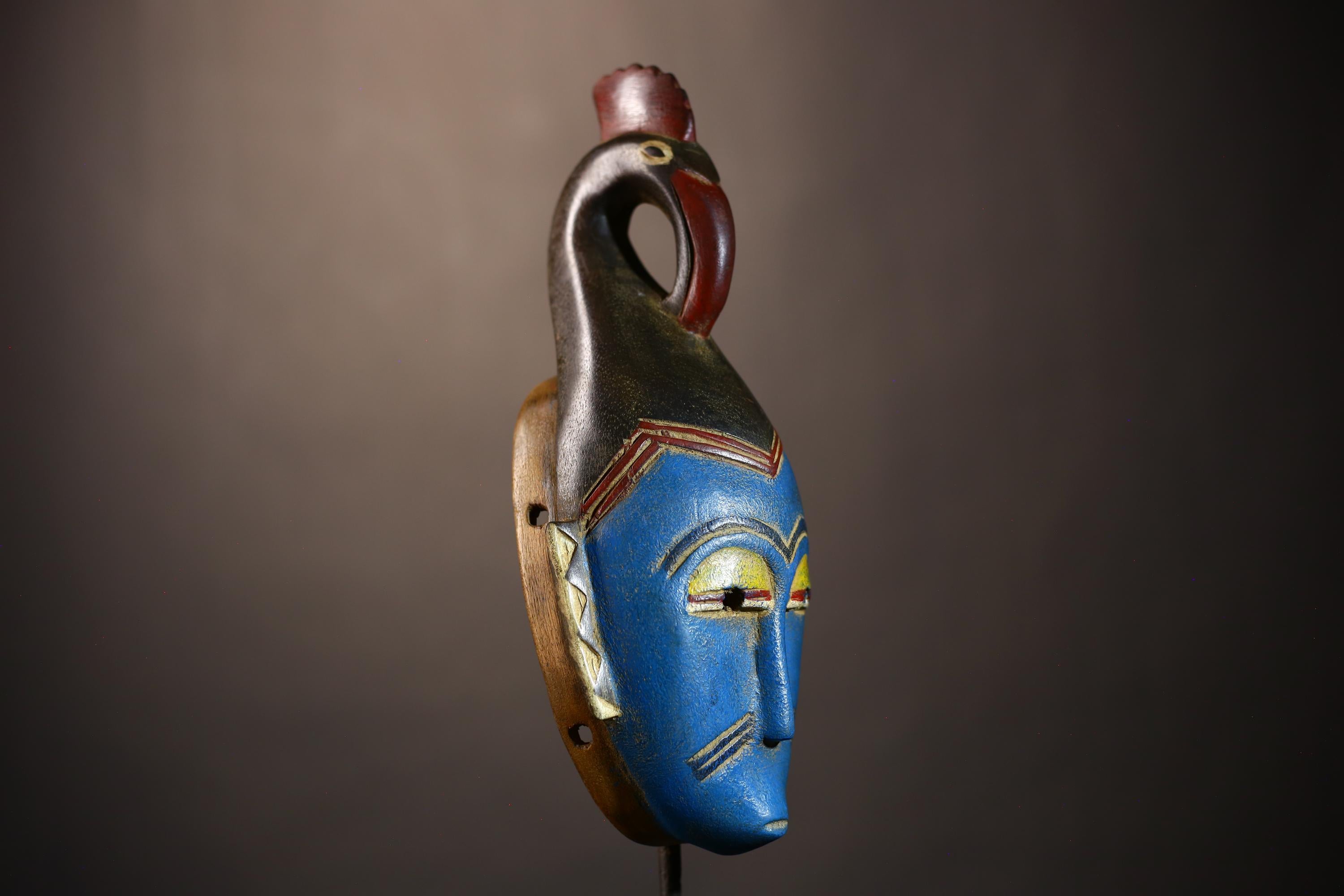 African | Vintage Mask | Blue Guro | Wood Wall Decor | Tribal Art | Ethnic Guro | Handmade Art | Cultural Wall Mask | Rustic Decor-G5119