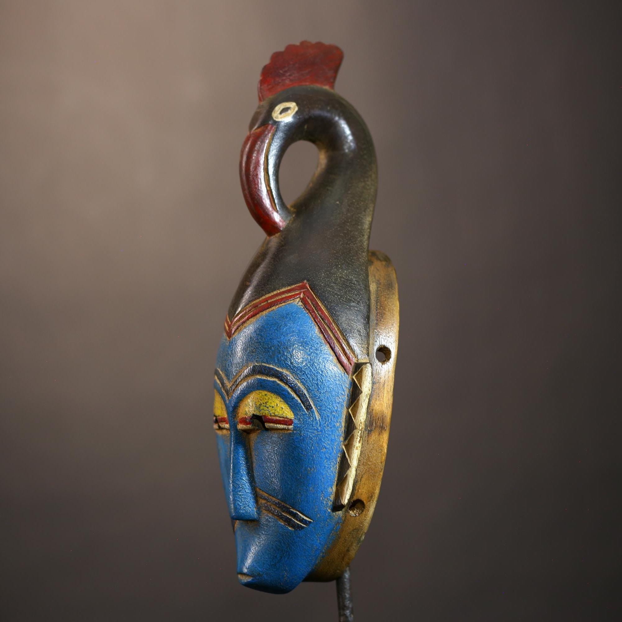 African | Vintage Mask | Blue Guro | Wood Wall Decor | Tribal Art | Ethnic Guro | Handmade Art | Cultural Wall Mask | Rustic Decor-G5119