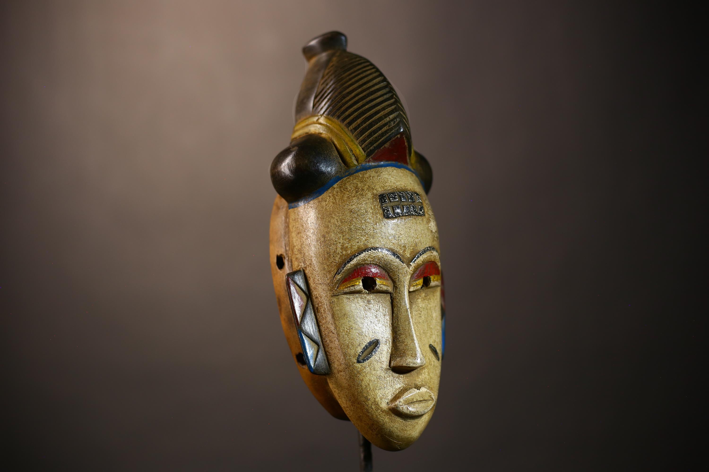 African | Vintage Mask | Unique Hand-Carved Guro Wooden Tribal Wall Decor | Cultural Art | Rustic Home Decor | Authentic Gift-G5116