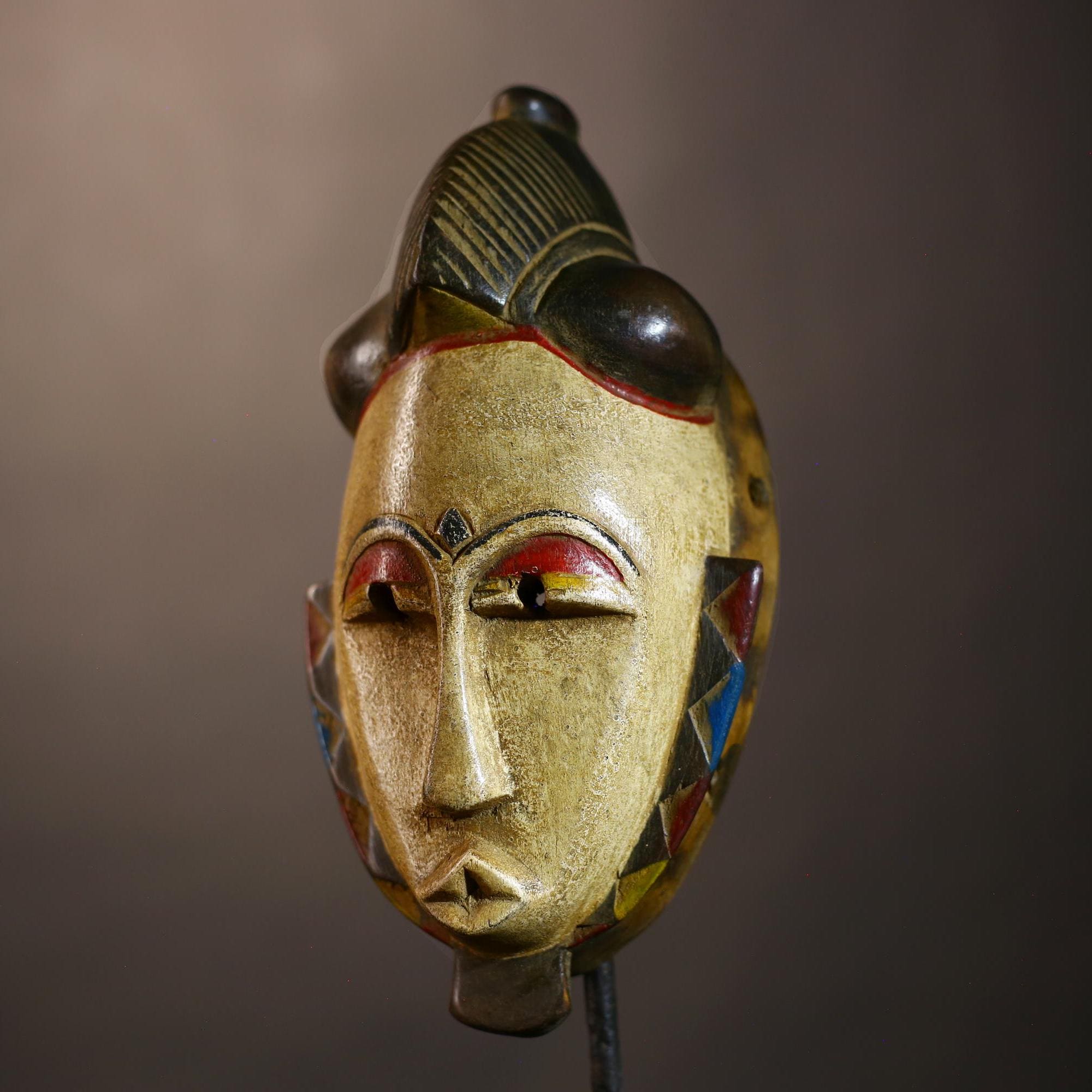 African | Vintage Mask Art | Hand-Carved Guro Tribal Wall Decor | Unique Accent | Cultural Decor | Rustic Home Art | Authentic Gift -G5115