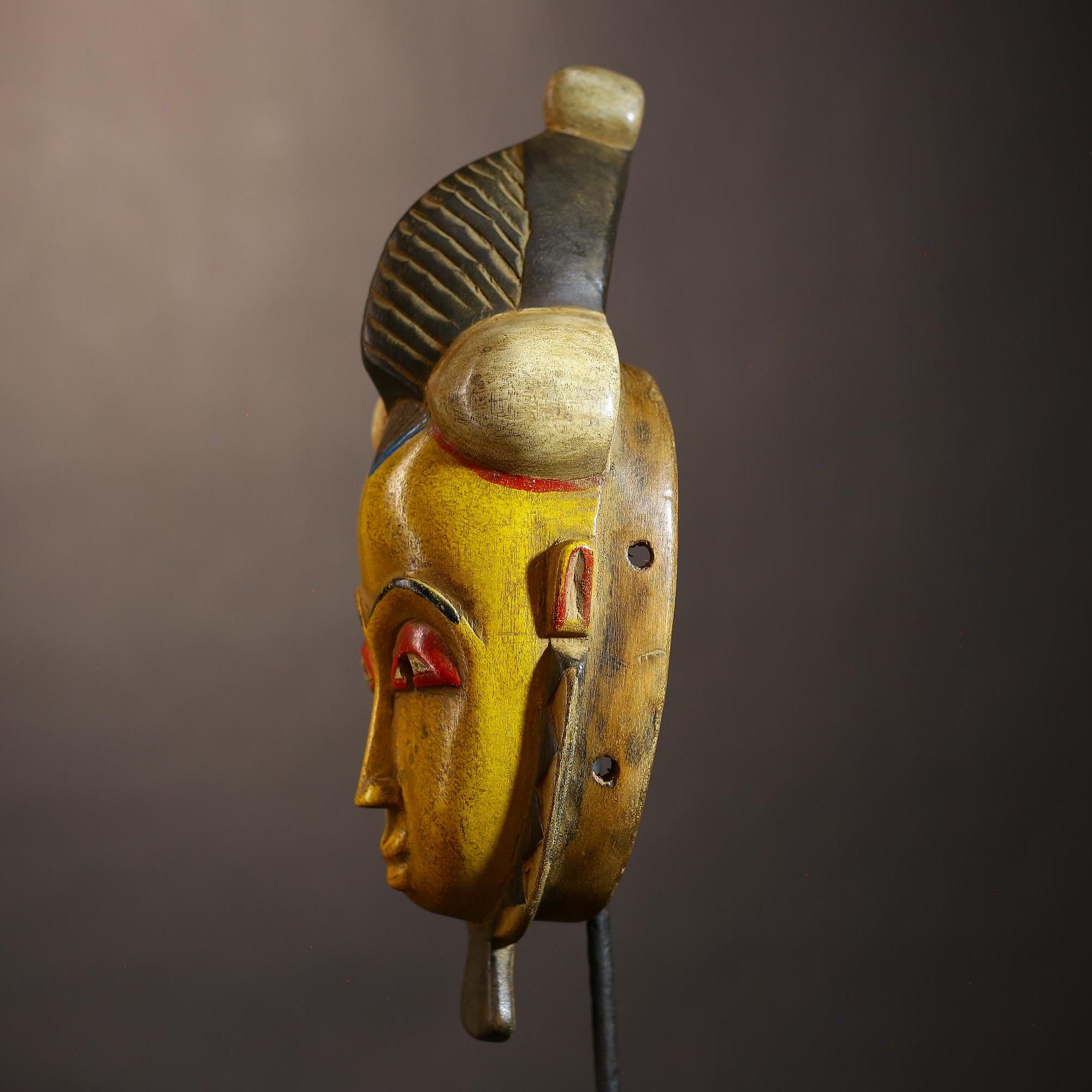 African | Vintage Mask | Unique Hand-Carved Guro Wood Wall Decor | Tribal Art | Cultural Decor | Rustic Home Accent | Authentic Gift  -G5114