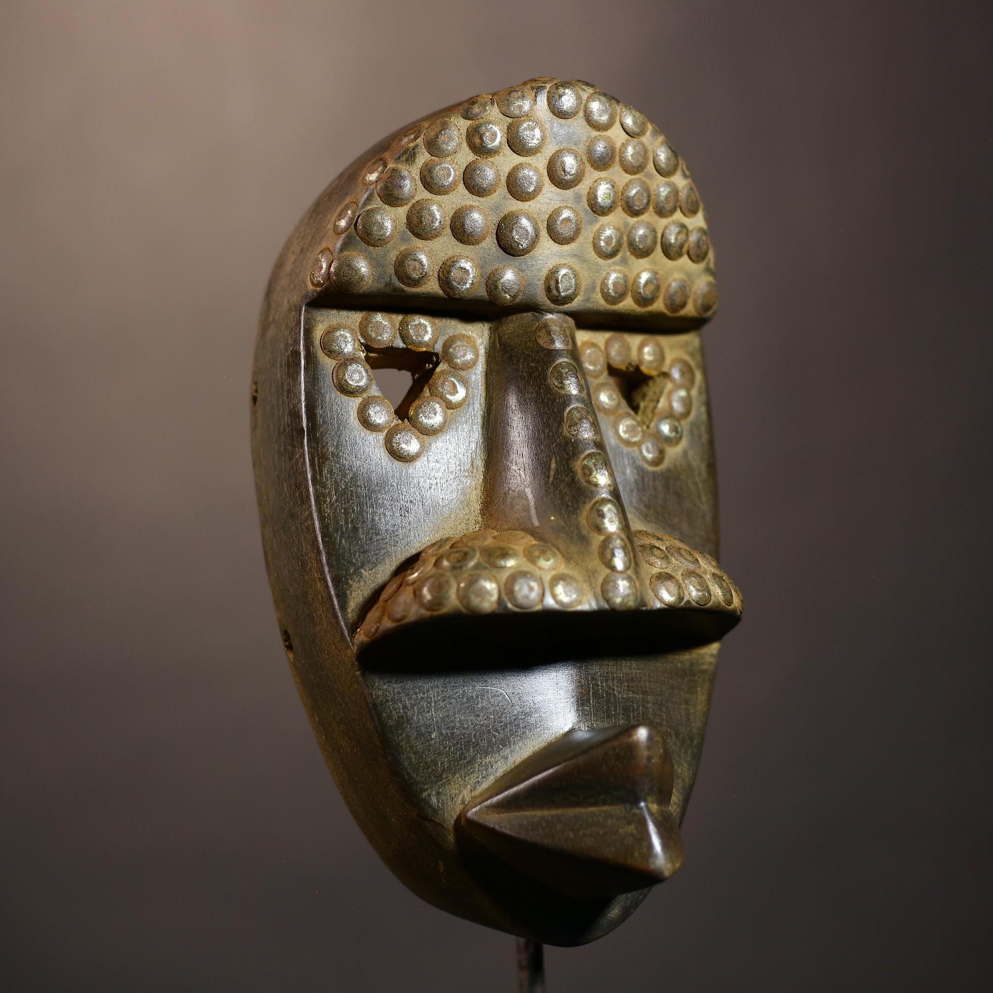 African Vintage Mask | Hand-Carved Decor | Unique Dan Art for Home | Tribal Wall Art | Cultural Accent | Rustic Gift   -G5113