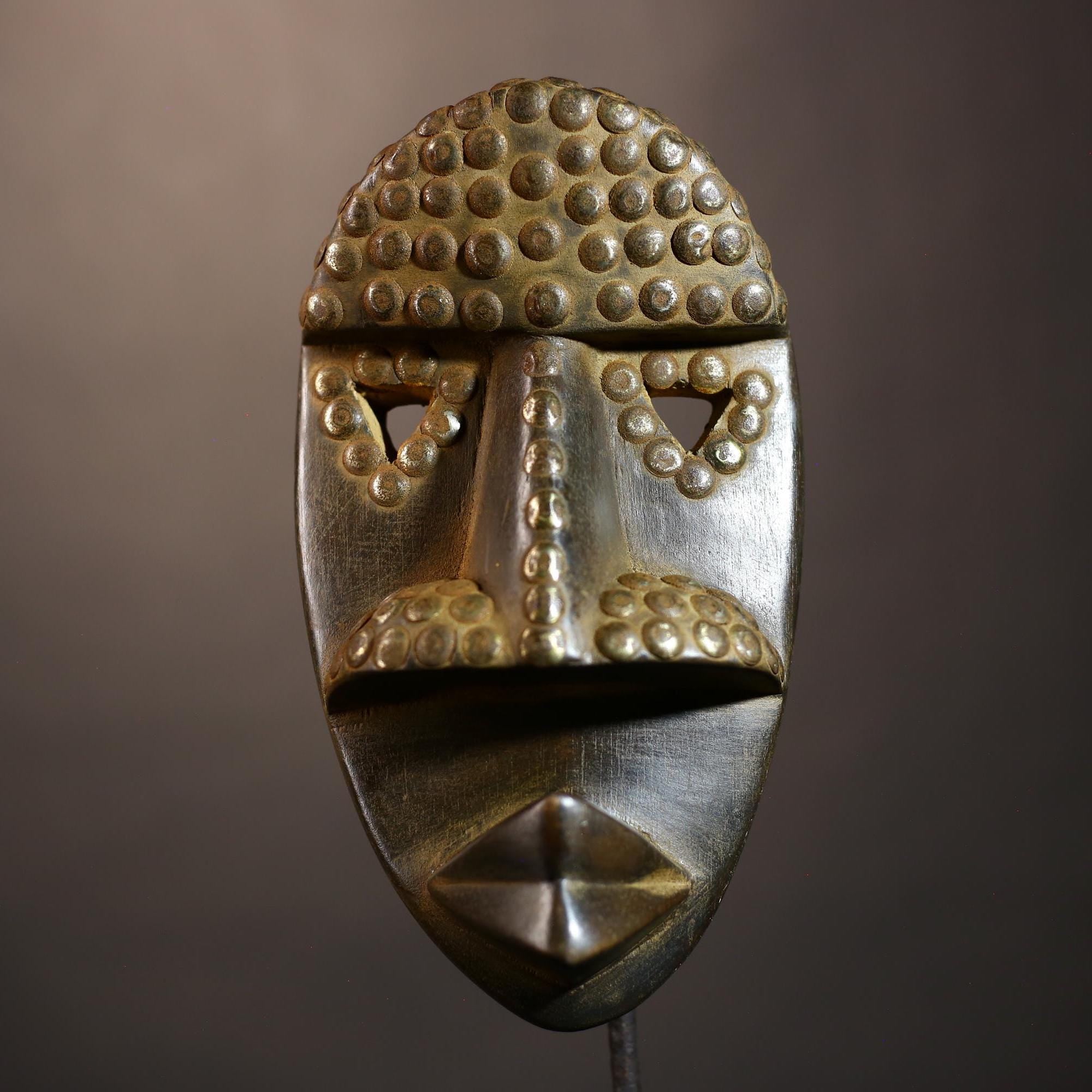 African Vintage Mask | Hand-Carved Decor | Unique Dan Art for Home | Tribal Wall Art | Cultural Accent | Rustic Gift   -G5113