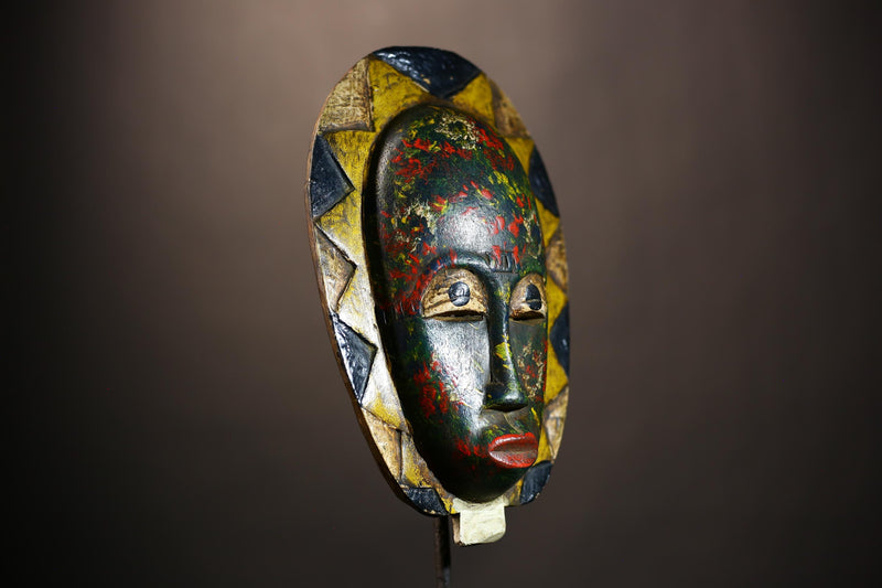 Unique African Multi-Color Baule Mask | Cultural Wall Art Decor | Handmade Tribal Sculpture | Vibrant Home Decoration Piece-G4973